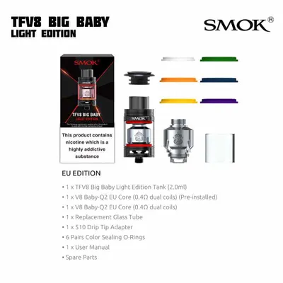 SMOK TFV8 Big Baby Light EU Edition Tank (24,5 mm 2 ml) - Utgått