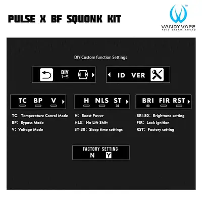 Vandy Vape Pulse X BF Kit Settings