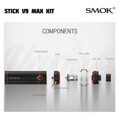 SMOK Stick V9 Max Kit Compontents