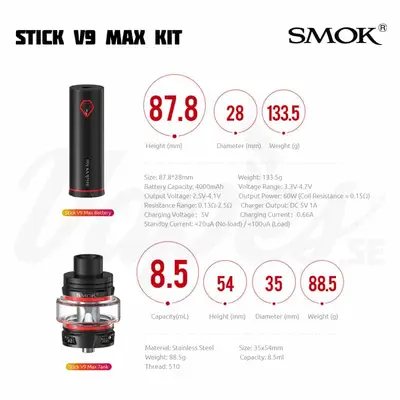 SMOK Stick V9 Max Kit Measurements