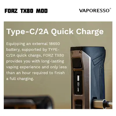 Vaporesso Forz TX80 Snabbladdning
