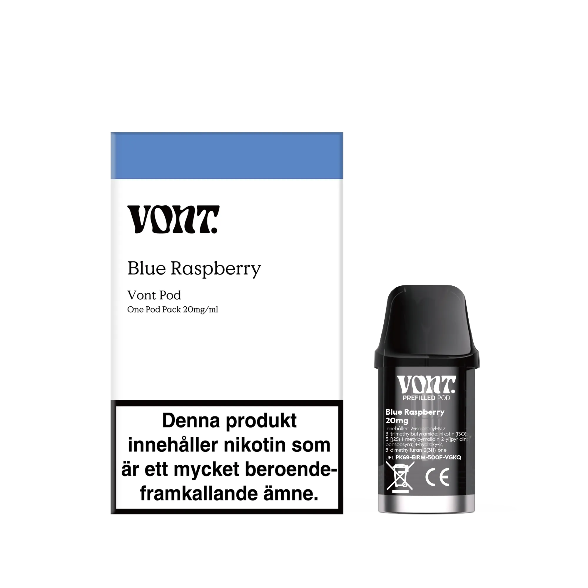 Vont Pod - Blue Raspberry (20 mg, Engångspod)