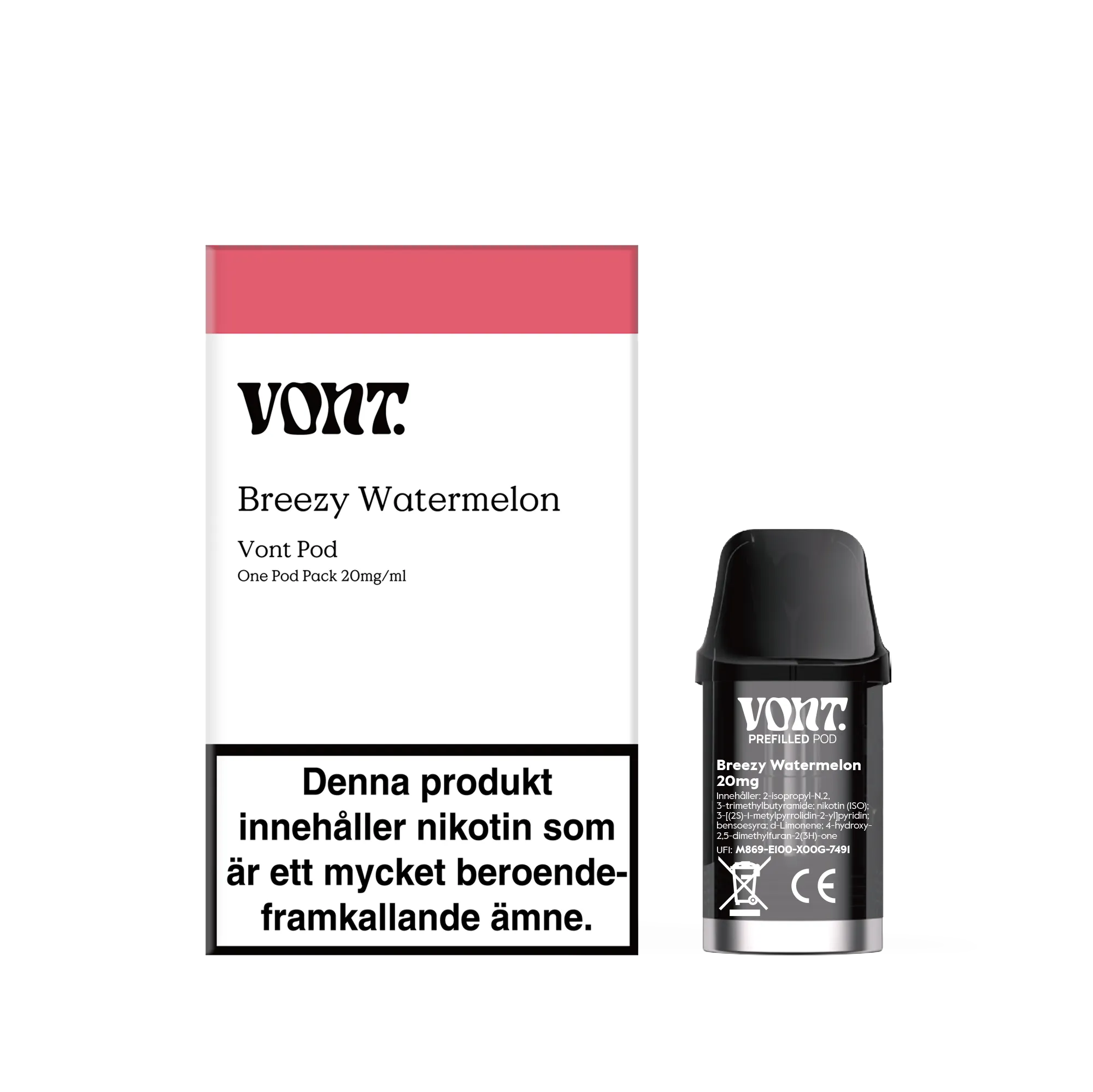 Vont Pod - Breezy Watermelon (20 mg, Engångspod)