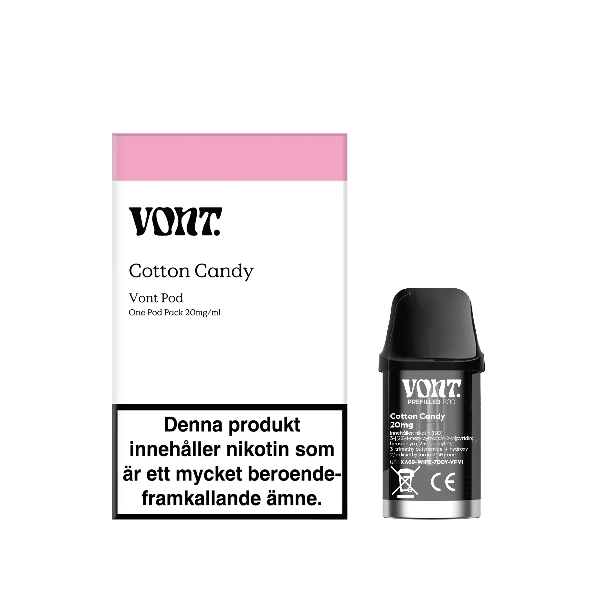 Vont Pod - Cotton Candy (20 mg, Engångspod)