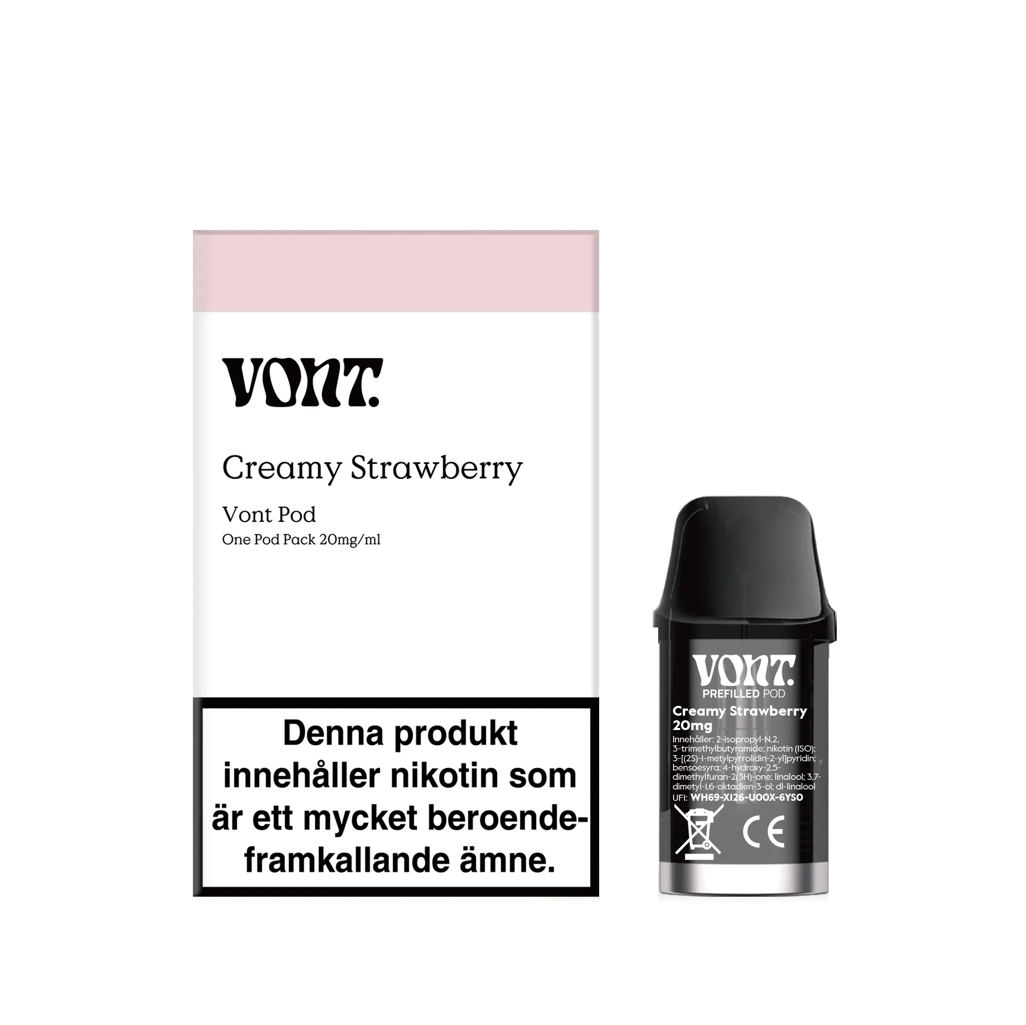 Vont Pod - Creamy Strawberry (20 mg, Engångspod)