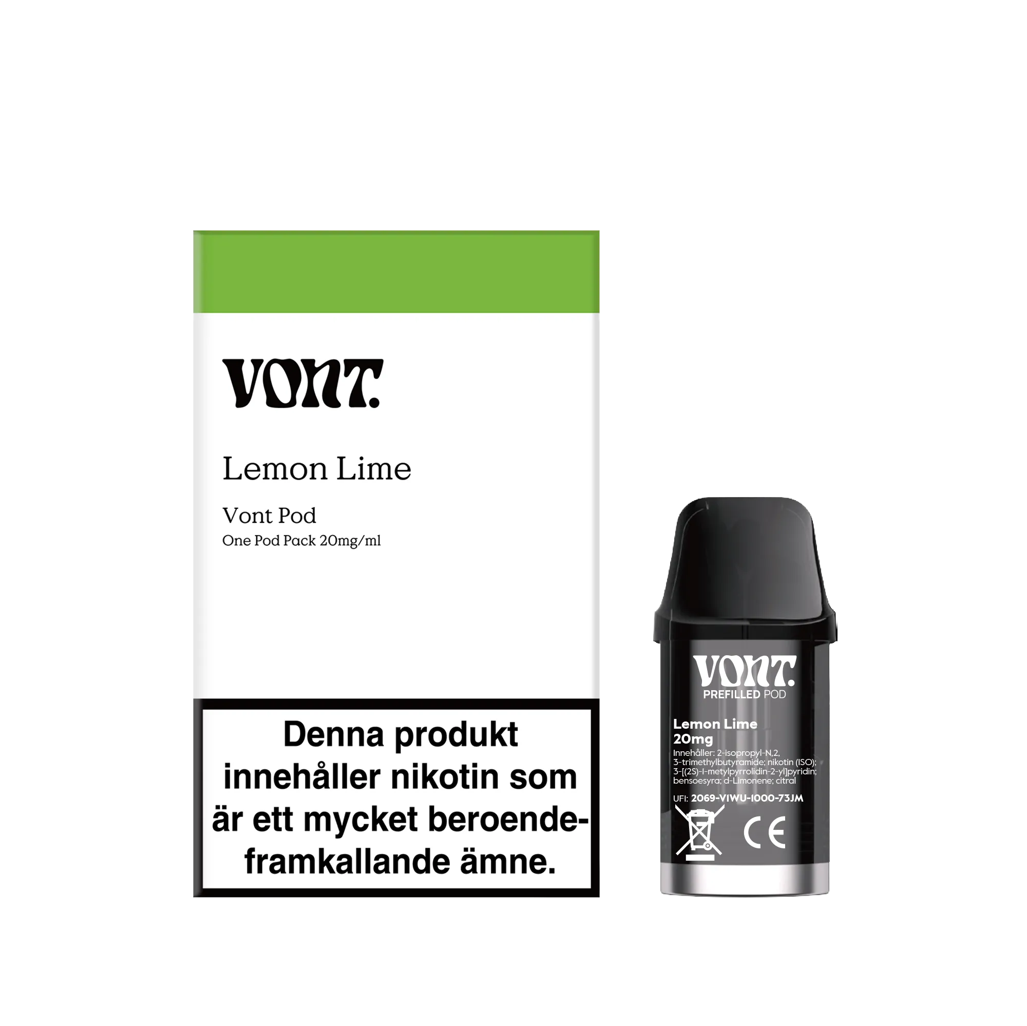 Vont Pod - Lemon Lime (20 mg, Engångspod)
