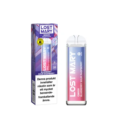 Lost Mary QM600 - Blueberry Sour Raspberry (20 mg, Engångs vape)