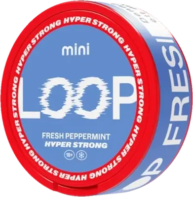 Loop mini Fresh Peppermint Hyper Strong snus, Ultra Stark, 10,5 mg/portion, 9 g