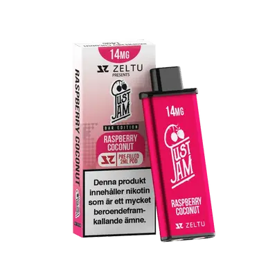 Zeltu Just Jam Raspberry Coconut förfylld pod, 14 mg nikotin, 2 ml, 1-pack.