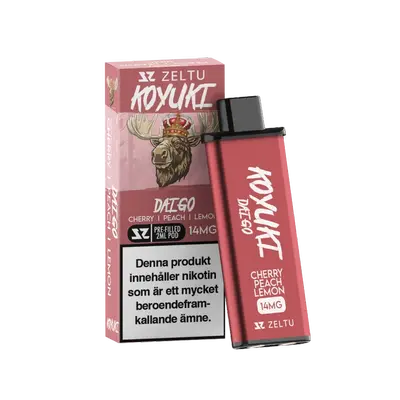 Zeltu Koyuki Daigo Cherry Peach Lemon engångspod, 2 ml, 14 mg nikotin, förfylld pod.