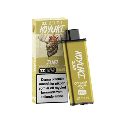 Zeltu Koyuki Zuko engångspod, 2 ml, 14 mg nikotin, förfylld pod med Coconut Banana Lime