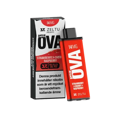 Zeltu Move OVA förfylld pod, 14 mg nikotin, 2 ml, smak Strawberry Cherry Raspberry.