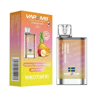 VapeM8 Crystal Box Dual Mesh - Ananas Persika Mango (Nikotinfri, Engångs vape)