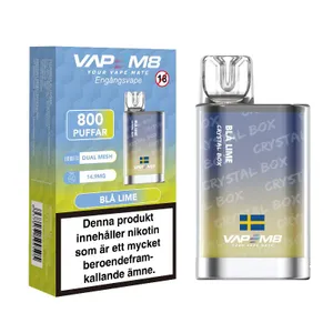 VapeM8 Crystal Box Dual Mesh - Blå Lime (14,9 mg, Engångs vape)