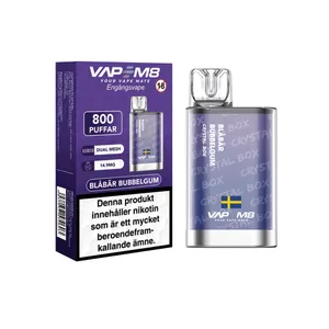 VapeM8 Crystal Box Dual Mesh - Blåbär Bubbelgum (14,9 mg, Engångs vape)