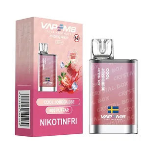 VapeM8 Crystal Box Dual Mesh - Cool Jordgubb (Nikotinfri, Engångs vape)