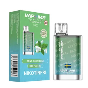 VapeM8 Crystal Box Dual Mesh - Mint Tuggummi (Nikotinfri, Engångs vape)