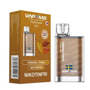 VapeM8 Crystal Box Dual Mesh - Original Tobak (Nikotinfri, Engångs vape)