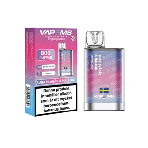 VapeM8 Crystal Box Dual Mesh - Sura Blåbär & Hallon (20 mg, Engångs vape)