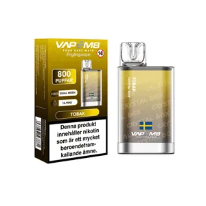 VapeM8 Crystal Box Dual Mesh - Tobak (14,9 mg, Engångs vape)